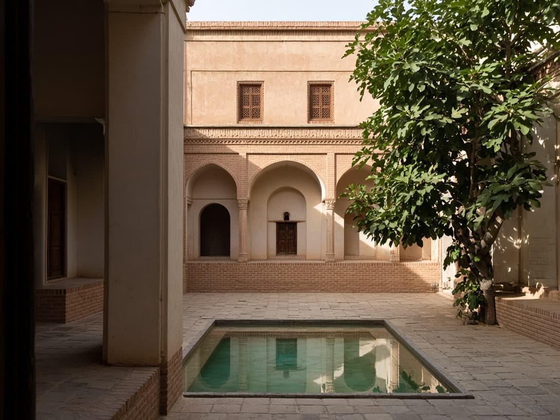 حیاط مرکزی یک خانه تاریخی